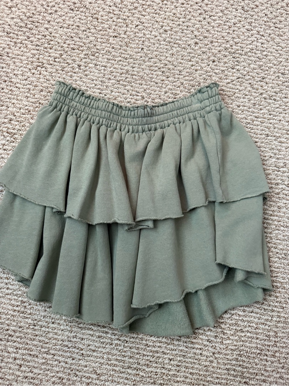 aerie Olive Green Tiered Ruffle Mini Skirt